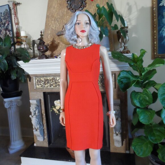 Carolina Herrera Orange Tweed Sheath Dress Size 2 - Picture 3 of 16